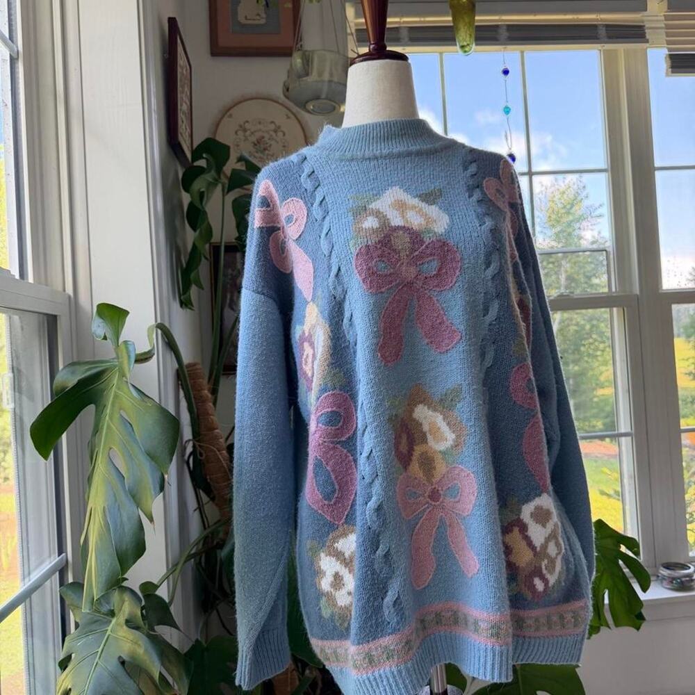Vintage 90s Pastel Bow Sweater Alfred Dunner